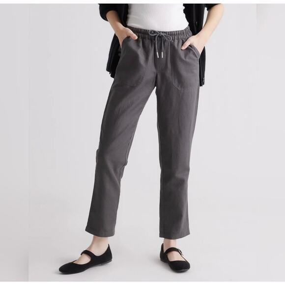 QUINCE Charcoal Cotton Linen Twill Straight Leg Pants NWT Size Medium - Picture 3 of 9